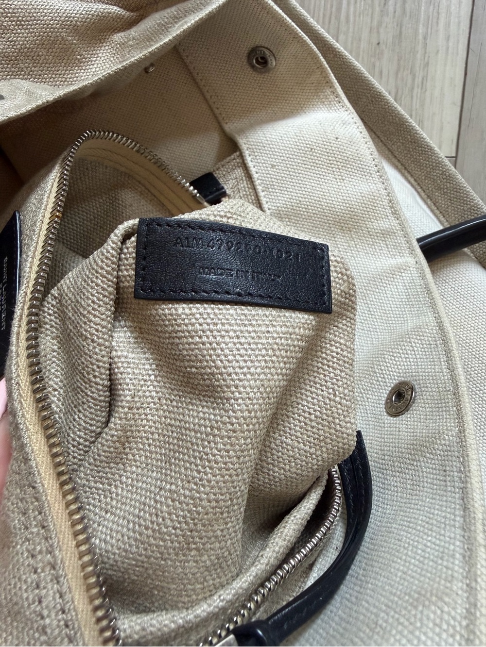 Saint Laurent Rive Gauche Canvas Bag in Cream and Black - Picture 7 of 7